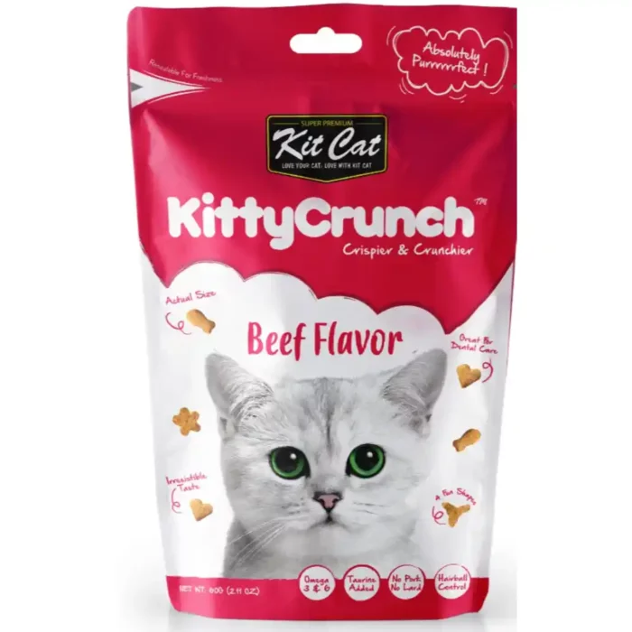 Kit Cat Kitty Crunch crunchy biscuit treats for cats beef flavours