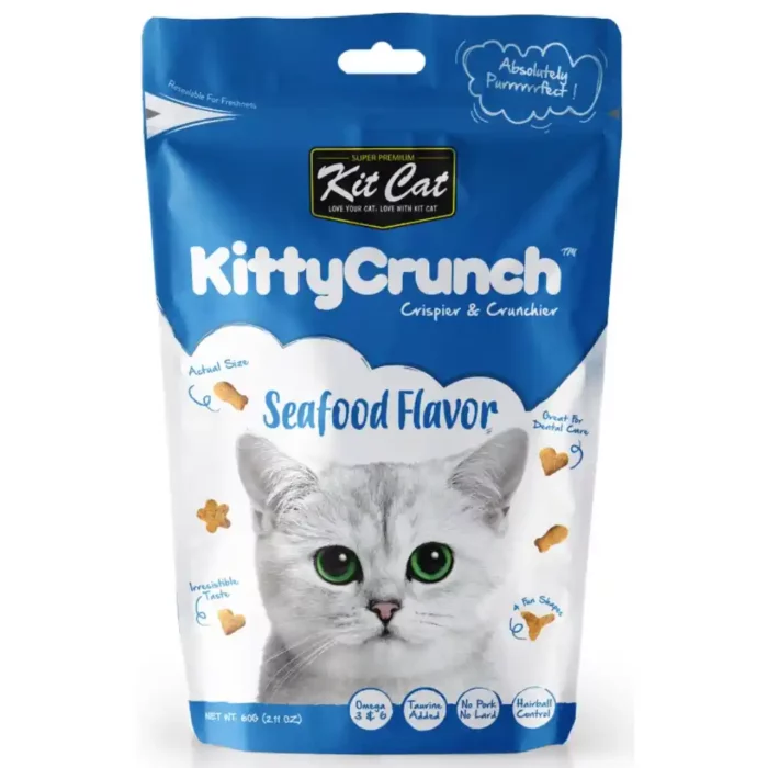 Kit Cat Kitty Crunch crunchy biscuit treats for cats seafood flavours Kit Cat Kitty Crunch crunchy biscuit treats for cats seafood flavours