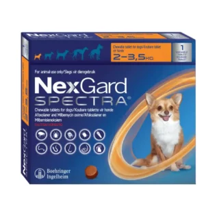 Nexgard Spectra Orange – (X-Small 2–3.5 Kg) Dog Flea, Tick & Worm Chew