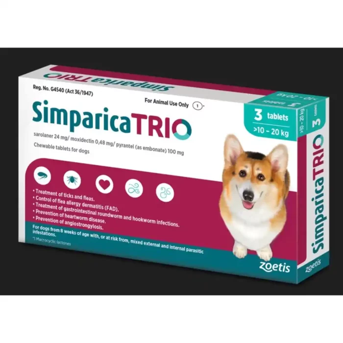 SIMPARICA TRIO 24mg (10.1kg - 20kg) 3's TEAL