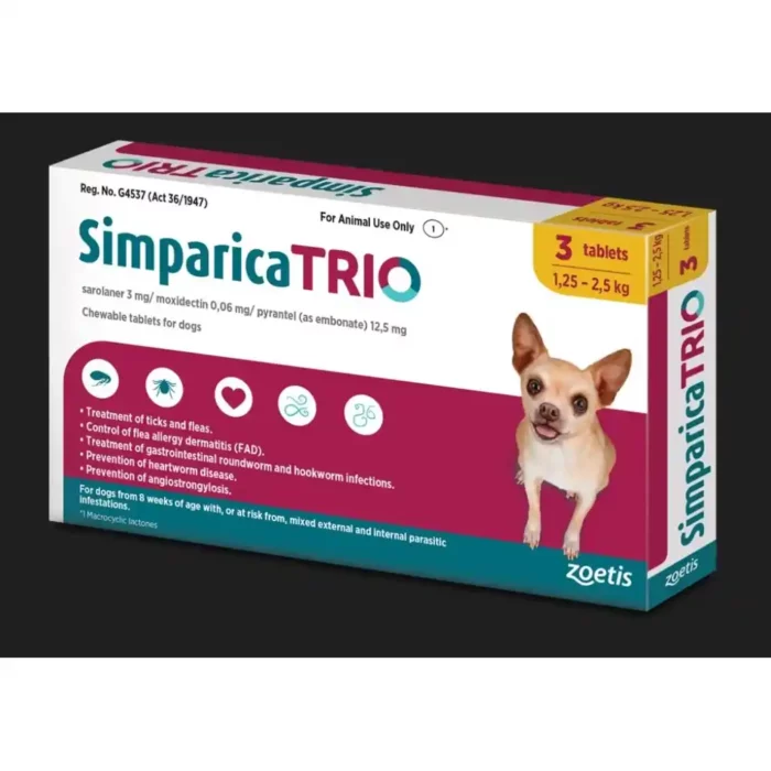 SIMPARICA_TRIO_13kg_-_25kg_3s_GOLD.webp SIMPARICA TRIO 3mg (1.3kg - 2.5kg) 3's GOLD