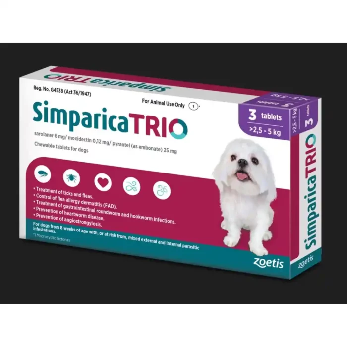 SIMPARICA TRIO 6mg (2.5kg - 5kg) 3's PURPLE