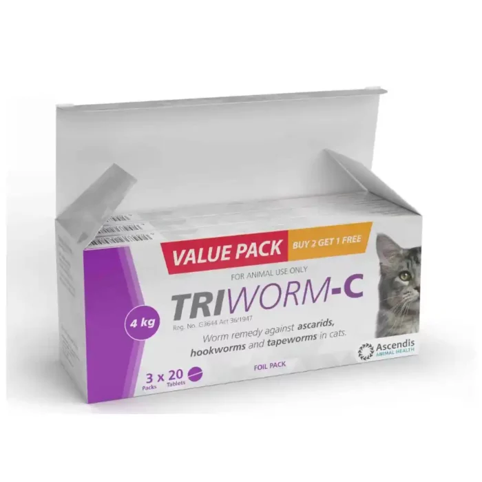 TRIWORM-C TAB CATS VALUE PACK 3 x 20s