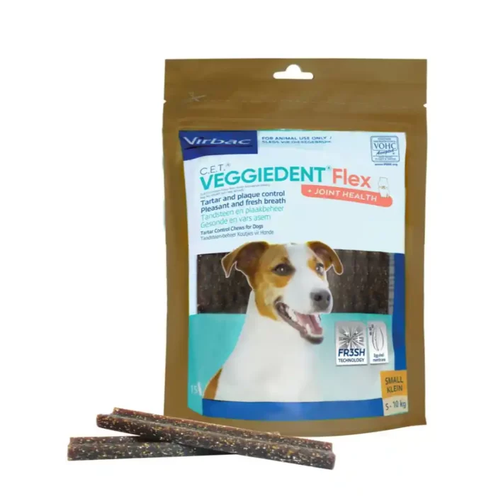 Virbac Veggiedent CET Flex Small Chews 15 dental dog treats pack