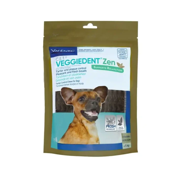 VeggieDent CET Zen Chews XS/S 15 green oral care dental chews for small dogs