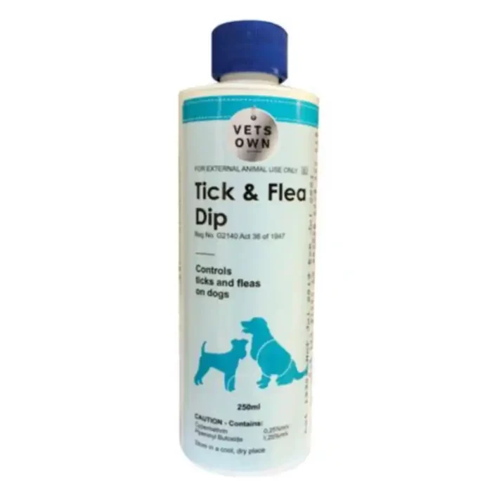 Vets Own Dip 250ml tick flea mite control dip for dogs and cats