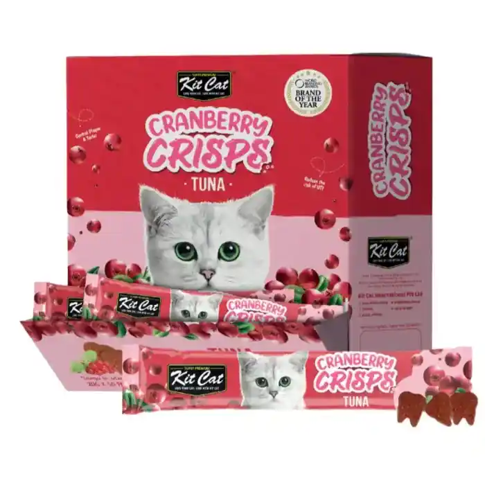 Kit Cat Cranberry Crisps Tuna crunchy cat treats with cranberry for urinary health support